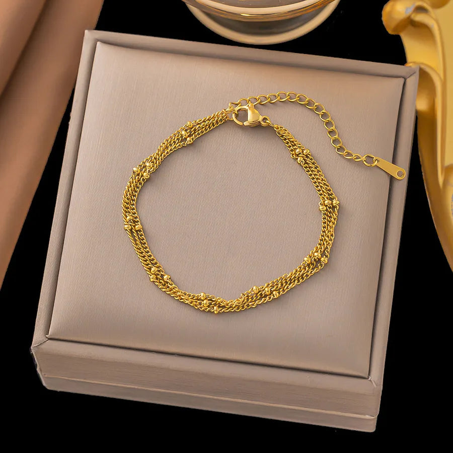 Elegant Simple Style Geometric 304 Stainless Steel Paperclip Chain cable chain Bracelets In Bulk