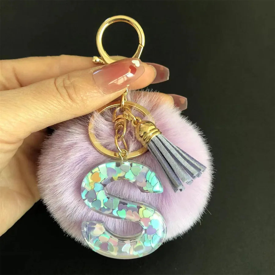 Cute Simple Style Letter Hairball Resin Unisex Bag Pendant Keychain