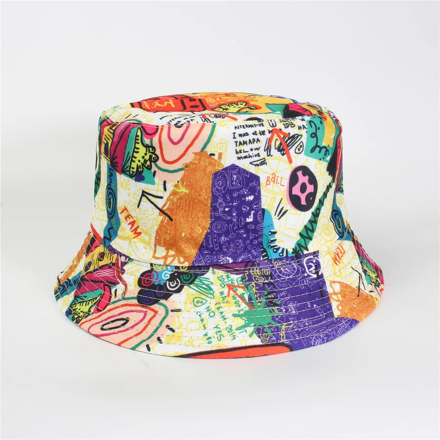 Double-Sided Fisherman Hat Women's Floral Print Sunshade Leaf Animal Cartoon Bucket Cap Spring Summer Elegant Casual Style