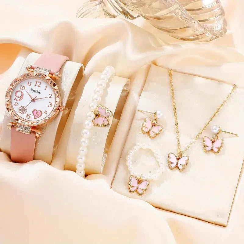 Cute Lady Sweet Butterfly Single Folding Buckle Quartz Women's Watches