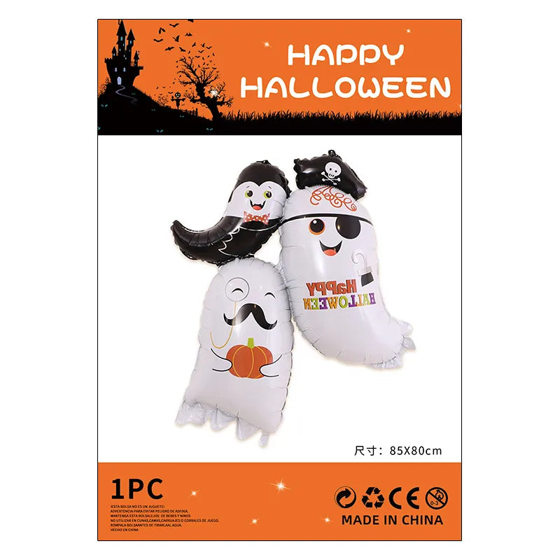 Halloween Decorations Pumpkin Spider Back Card Single Aluminum Foil Balloon Ghost Festival Skull Funny Bar Balloon