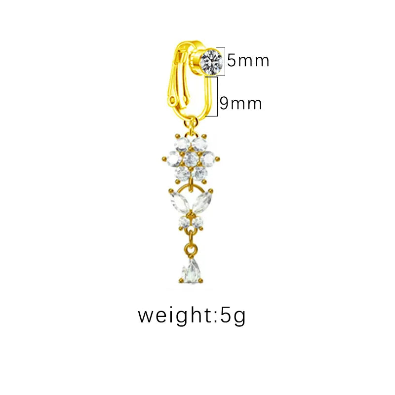 1 Piece Belly Rings Sexy Heart Shape Butterfly Planet 316L Stainless Steel  Alloy Plating Inlay Acrylic Rhinestones Glass White Gold Plated Gold Plated