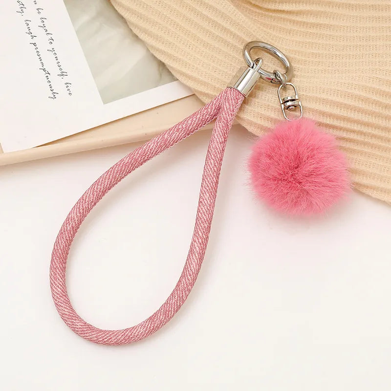 Basic Solid Color Plush Keychain