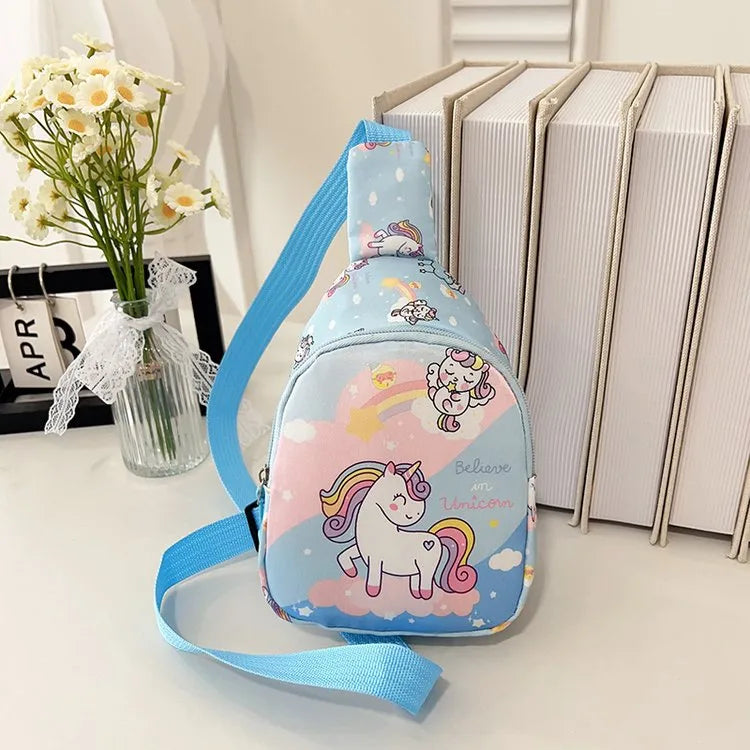Girl'S Nylon Cartoon  Cute Oval Zipper Fanny Pack