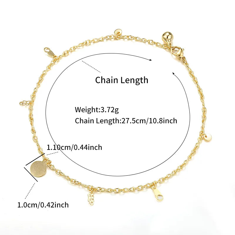 Wholesale Jewelry Elegant Lady Simple Style Geometric Copper 18K Gold Plated Plating Anklet