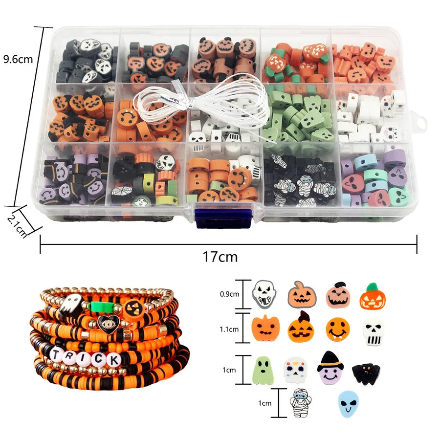 Halloween Style Colorful Punch Soft Clay Slices Witch Pumpkin Ghost Handmade Diy Soft Clay Kit Pumpkin Skull Design Features