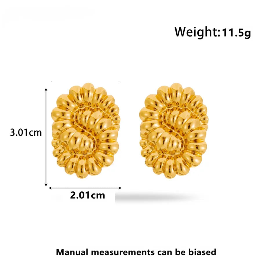 1 Pair Casual Sweet Simple Style Quadrilateral Stripe Heart Shape Hollow Out 304 Stainless Steel Imitation Gold  Ear Studs