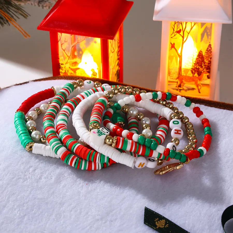 Sweet Letter Gloves soft clay Beaded Bracelets Christmas Wholesale
