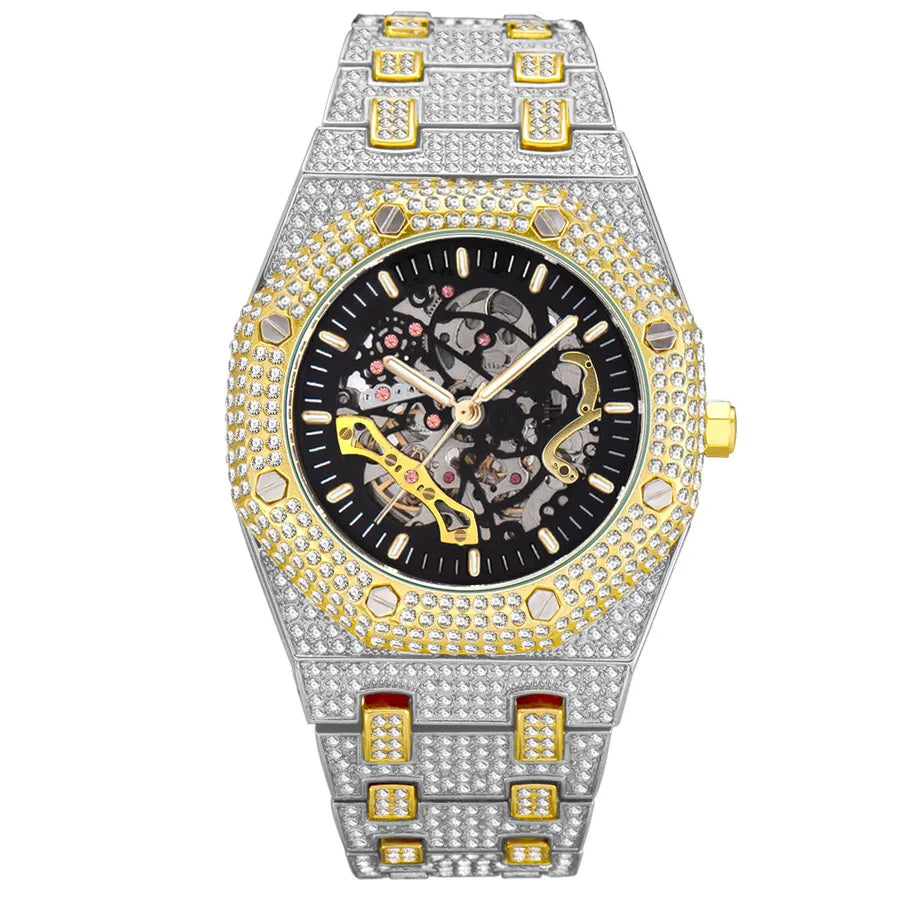 Luxurious Shiny Solid Color Butterfly Double Snap Mechanical Watch Men's Watches
