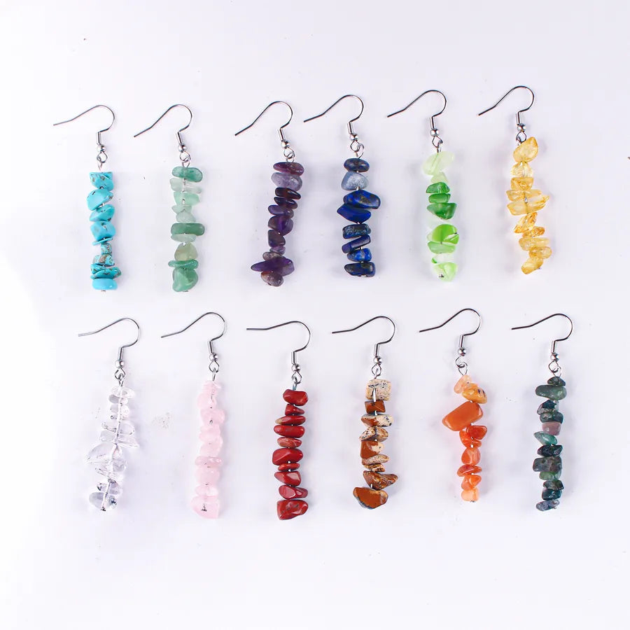 1 Pair Simple Style Geometric Patchwork natural stone Drop Earrings