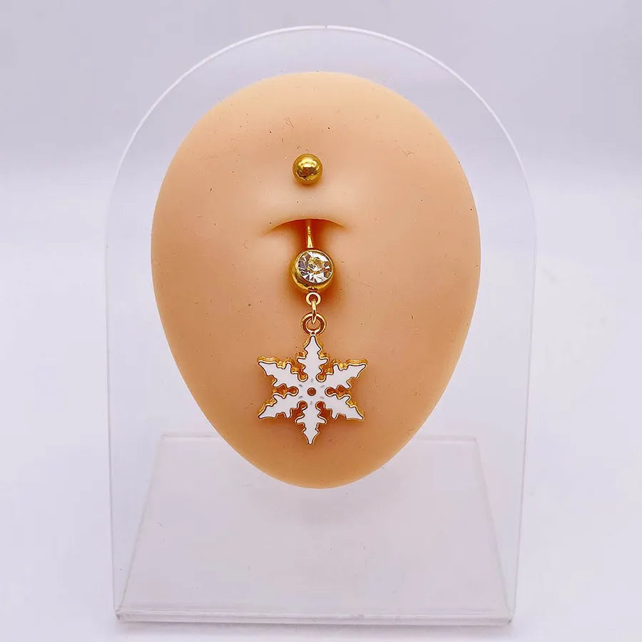 Christmas Belly Button Ring Stainless Steel Belly Stud Santa Claus Snowflake Deer Pendant  Navel Jewelry