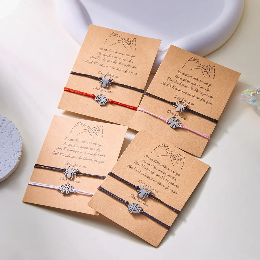 Adjustable Halloween Spider Web Waxed Thread Weaving Bracelet Creative Festival Gift For Couples Spider Web Design Bracelet
