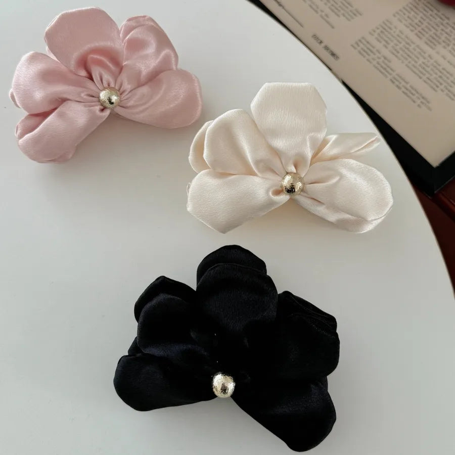 Elegant Satin Hair Claw Clip Petal Shaped Half Updo Glowing 3D Design New Style Women's Fairy Tale Hair Accessories
