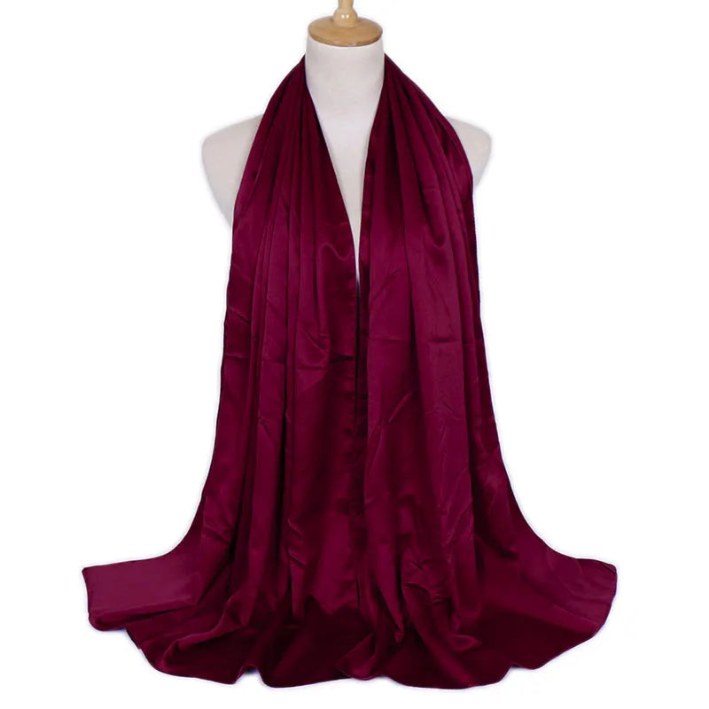 women's lady solid color satin silk scarves