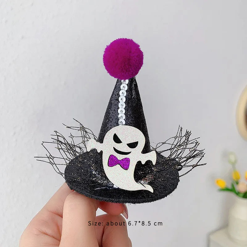 exaggerated funny halloween pattern pumpkin bow knot alloy cloth hair clip