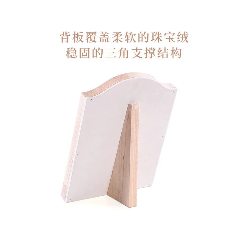 Elegant Velvet Stand Earring Display Ring Holder Luxury Jewelry Accessories Organizer Vertical Style Wooden Material Premium Feel