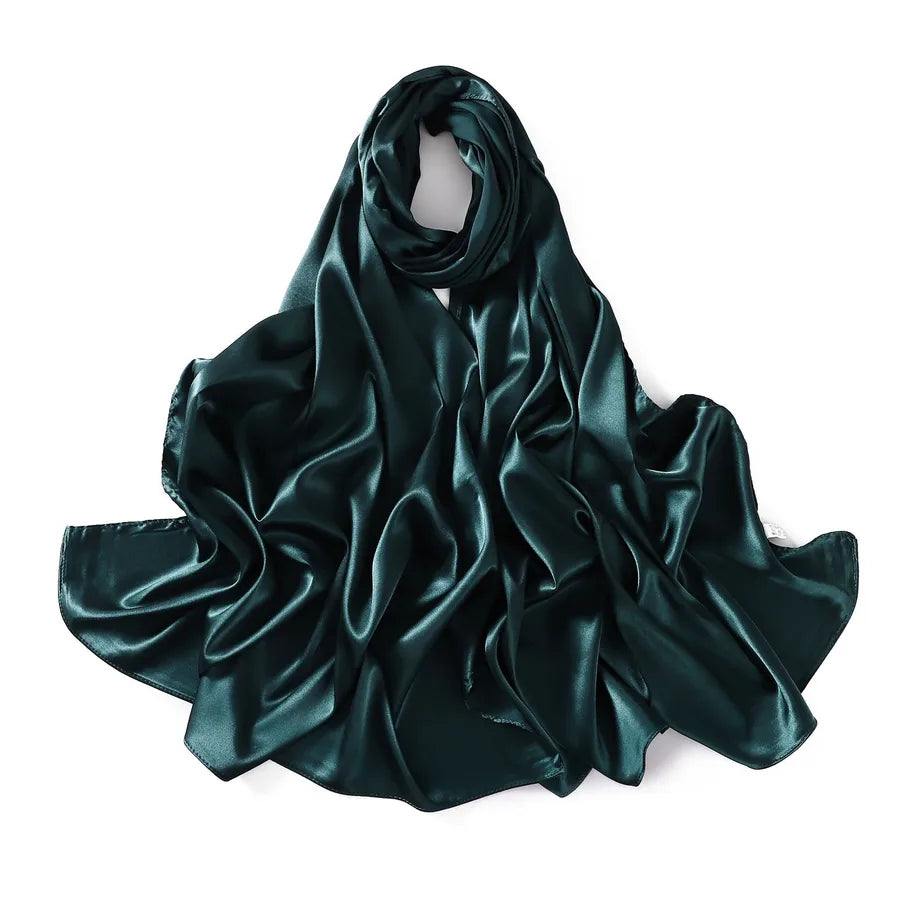 women's streetwear solid color satin winter scarves