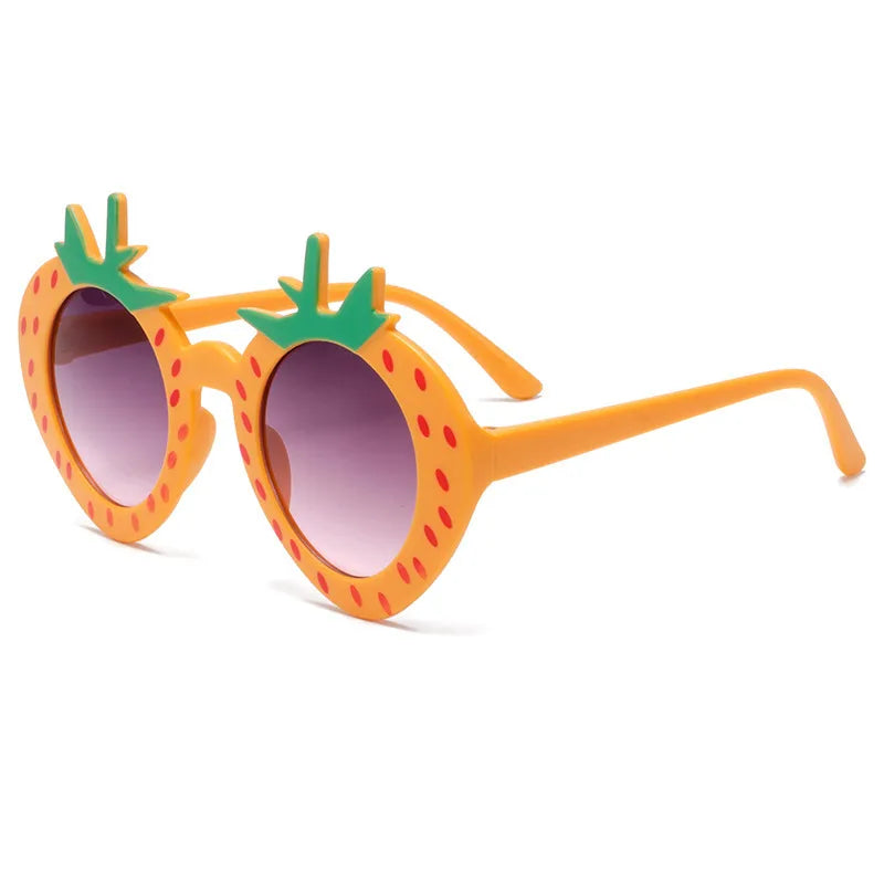 Cartoon Style Sweet Strawberry Resin Special-Shaped Mirror Rose Red Full Frame Kids Sunglasses