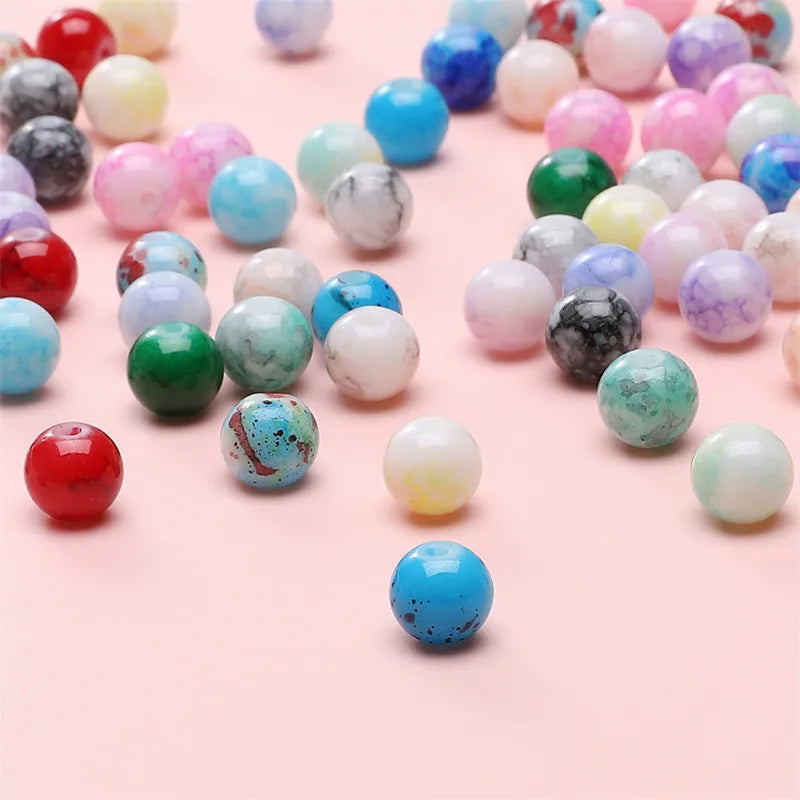 8mm Glass Gradient Porcelain Beads Round Beads Loose Beads DIY Handmade Beaded Bracelet Jewelry Accessories Material Kit Wholesale