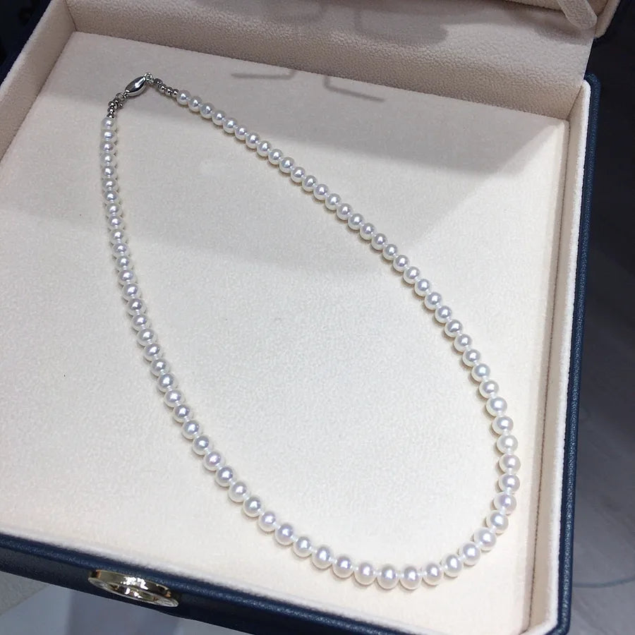 Zhuji Natural Freshwater Pearl Necklace 5-6mm Aurora Tiannv Freshwater AK Almost Round S925 Sterling Silver Buckle