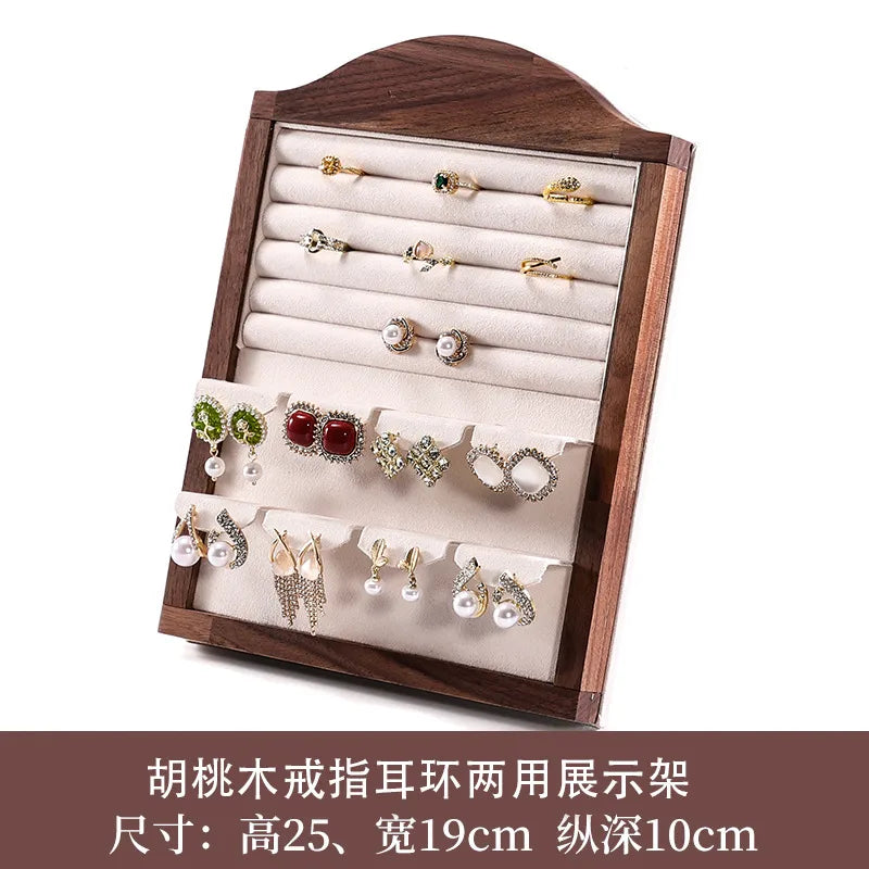 Walnut Wood Picture Frame Ring Display Stand Earring Holder Jewelry Shooting Props High-End Feeling Assembled Ring Display Plate