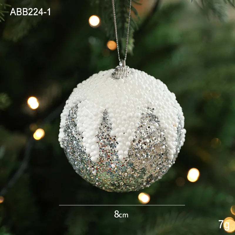 8CM Christmas Ball Creative Foam Decoration Ball Ornament For Christmas Tree Festive Atmosphere Costuming  Style