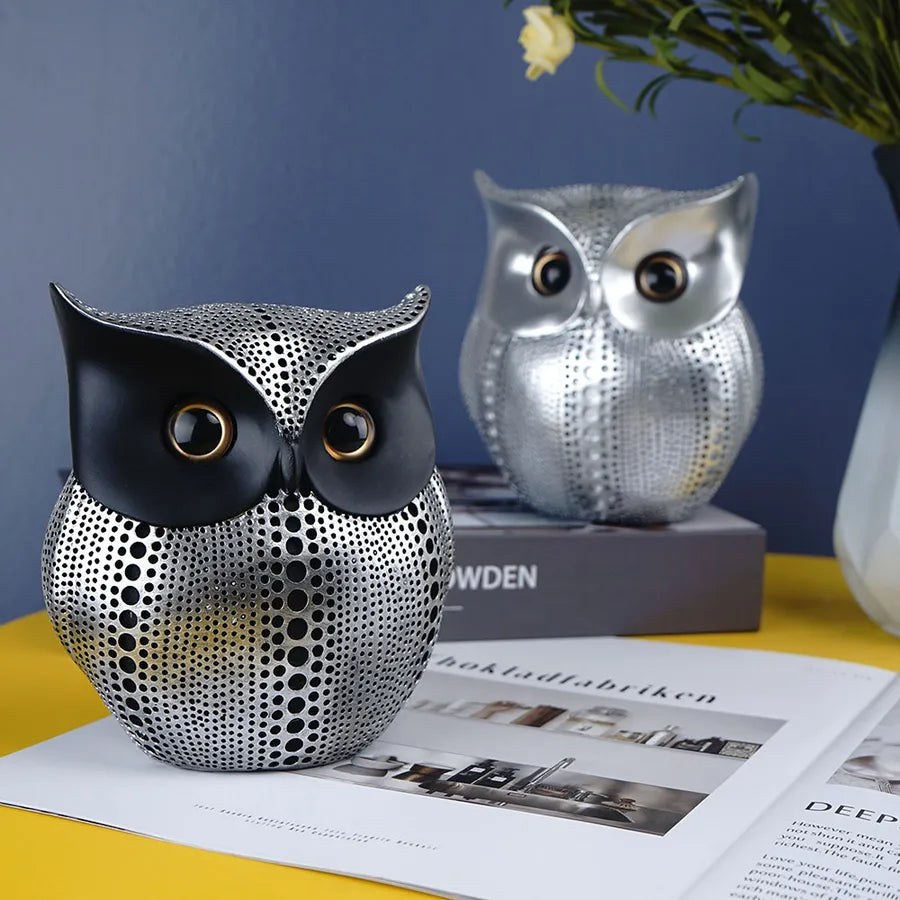 Nordic Light Luxury Golden Owl Resin Craft Ornaments Home Soft Decorations Model House Art Animal Decoration