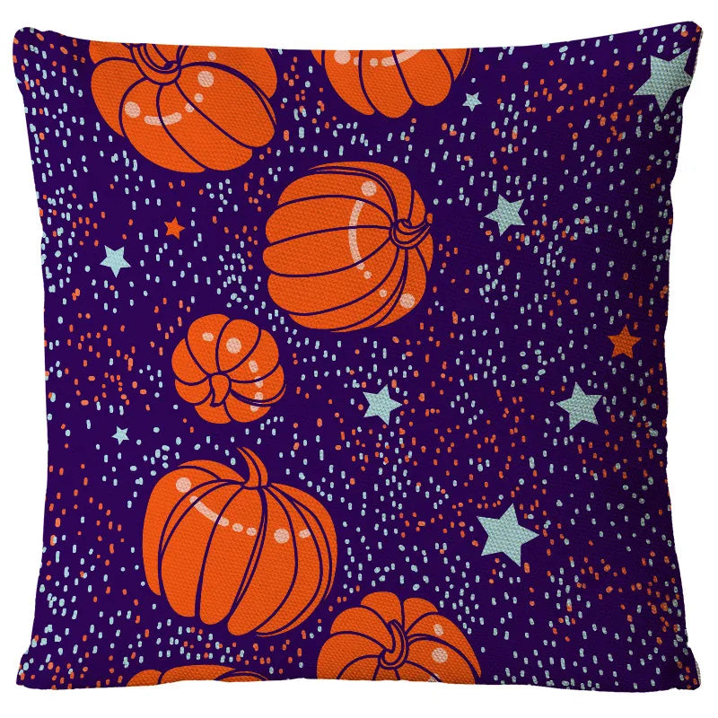 casual halloween pattern linen pillow cases