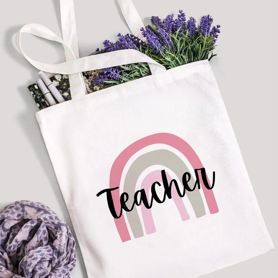 foreign trade Teach Love Rainbow printed canvas bag shoulder bag student fashion handbag spot