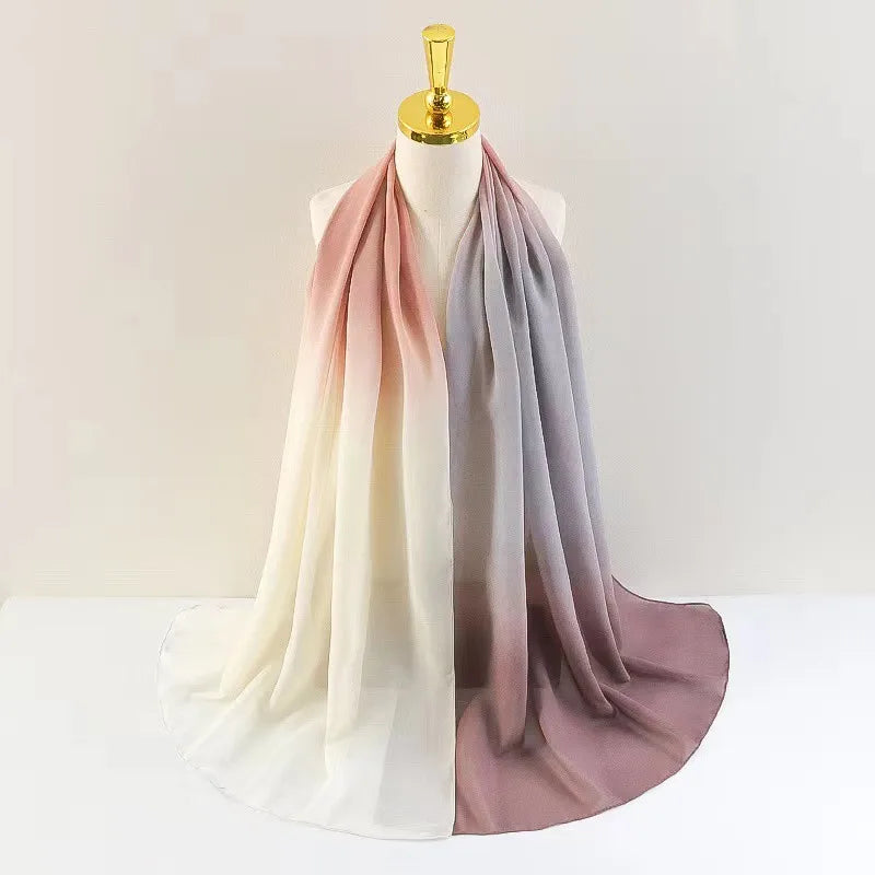 women's casual solid color chiffon printing scarf kerchief