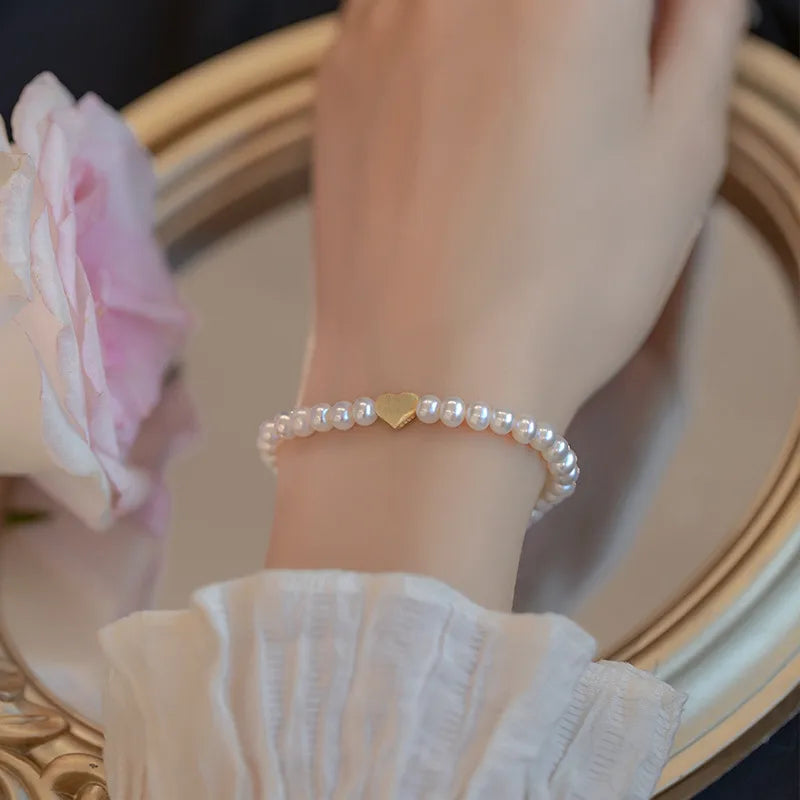 simple style round freshwater pearl bracelets