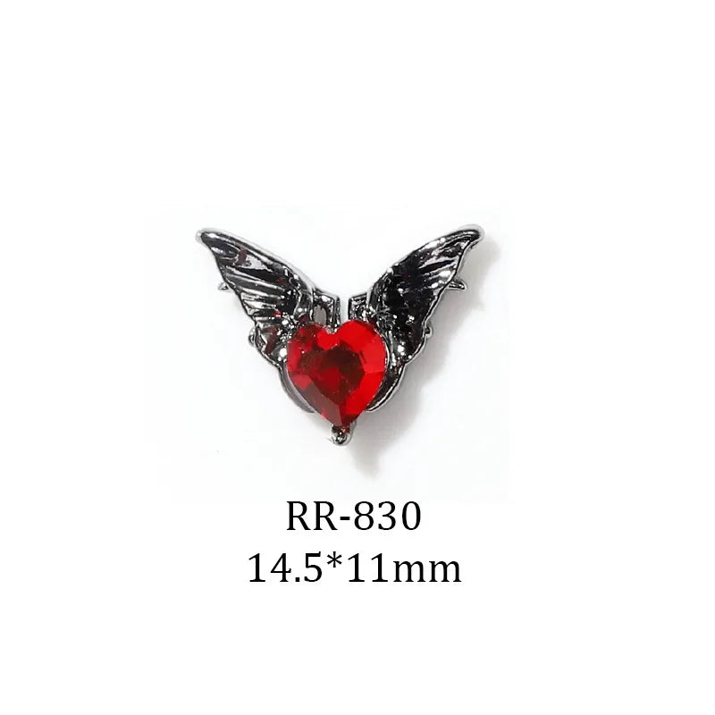 Halloween Dark Series Nail Ornament Three-Dimensional Diamond-Inlaid Cross Love Alloy Nail Accessories Wholesale