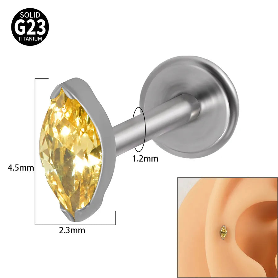 1 Piece Lip Rings Classic Style Colorful Water Droplets G23 Titanium Synthetic opal Zircon Inlay Synthetic opal Zircon