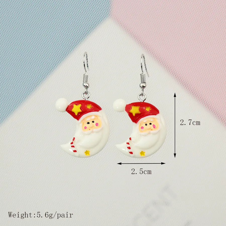 Resin Santa Claus Star Moon Earrings Christmas Series Winter Gifts Unique Design Animal Zodiac Personality Jewelry Accessories