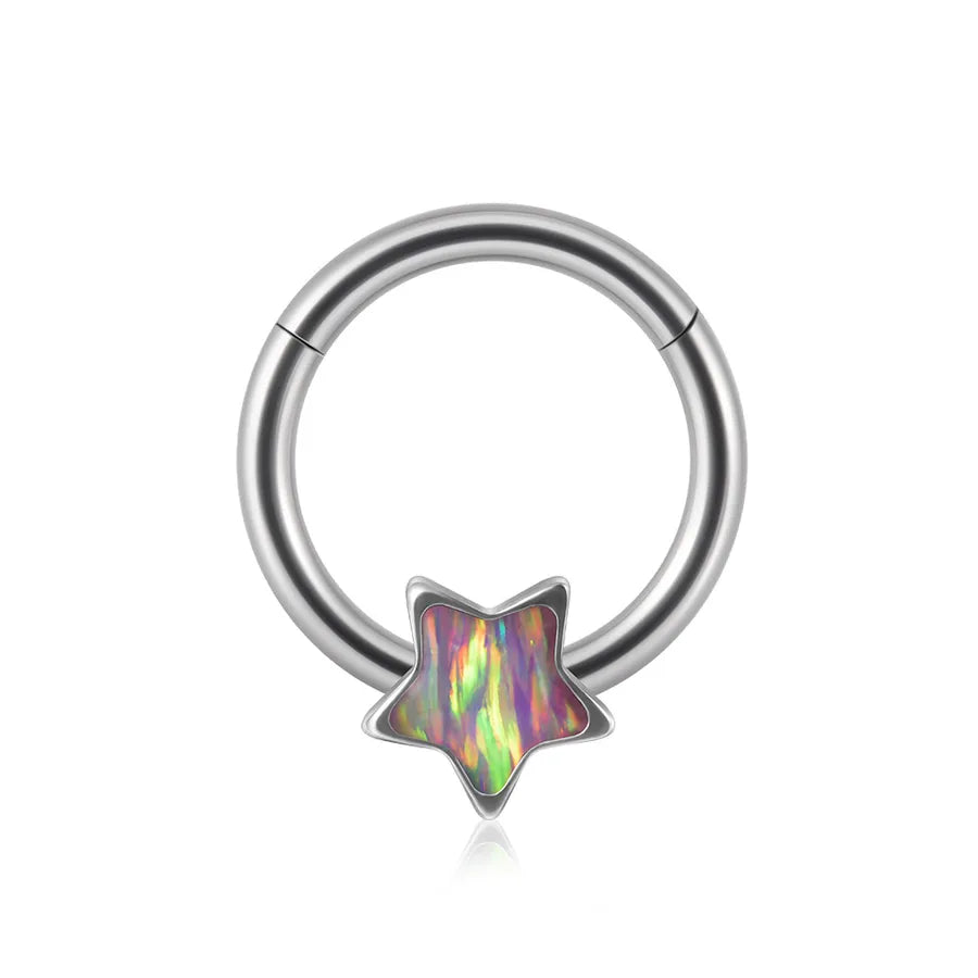 1 Piece Nose Rings & Studs Sweet Star Heart Shape Stainless Steel Plating Synthetic opal Resin Nose Rings & Studs