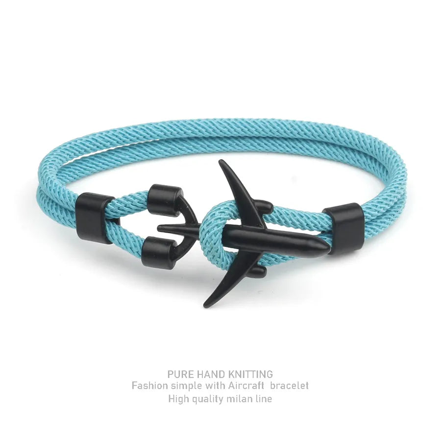 simple style geometric alloy polyester plating men's bracelets