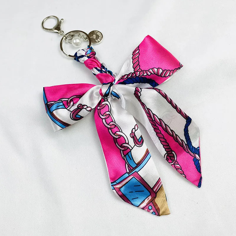 Sweet Simple Style Bow Knot Cloth Metal Unisex Bag Pendant Keychain