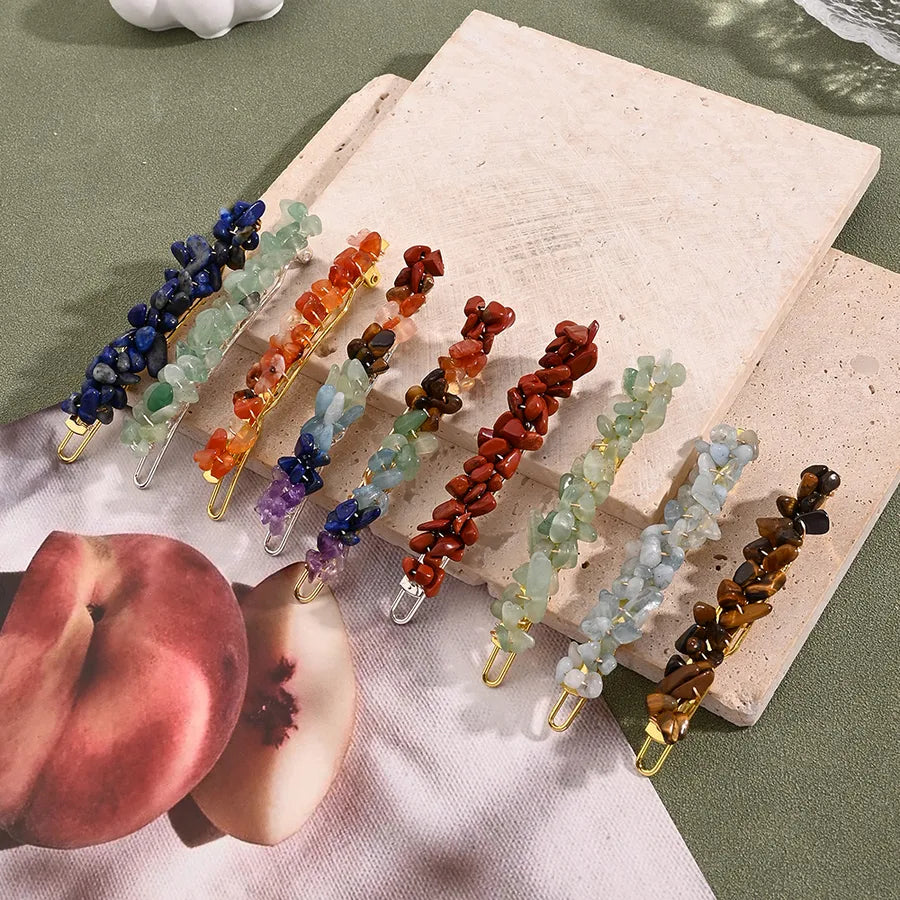 Casual Vintage Style Ethnic Style Women's Irregular Copper Handmade Polishing Plating Natural Stone Hair Clip