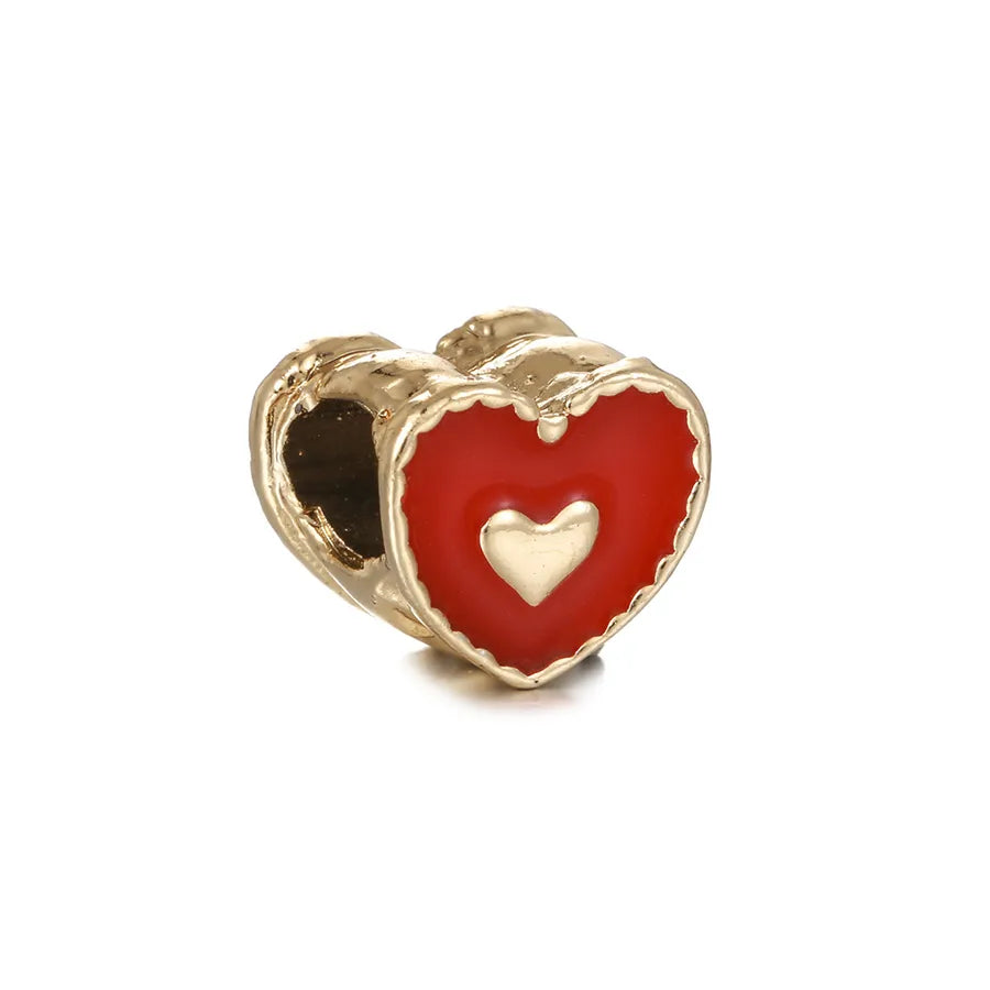 1 Piece 0.93*0.96cm Hole 5~5.9mm Alloy Heart Shape Beads