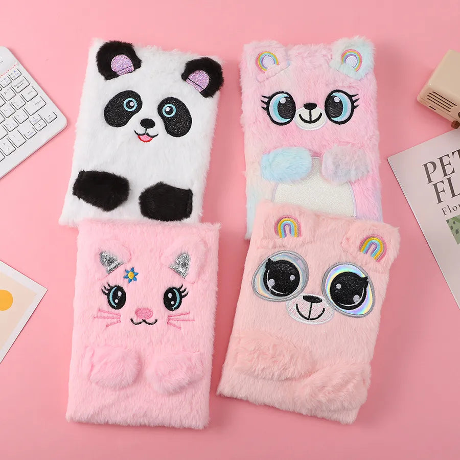 Cute Cartoon Animal Plush Notebook Handmade DIY Scrapbooking Book Children's Jotter Book Eco-Friendly Wood Pulp Material