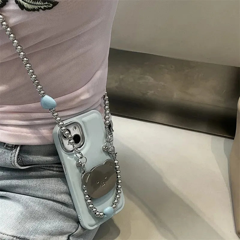 Silica Gel Cartoon Bear Cute Sweet Phone Cases Mobile Phone Chain Phone Accessories