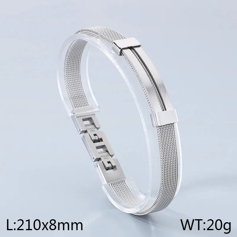 Japanese and Korean  Personalized Stainless Steel Metal Woven Mesh Chain Curved Bracelet