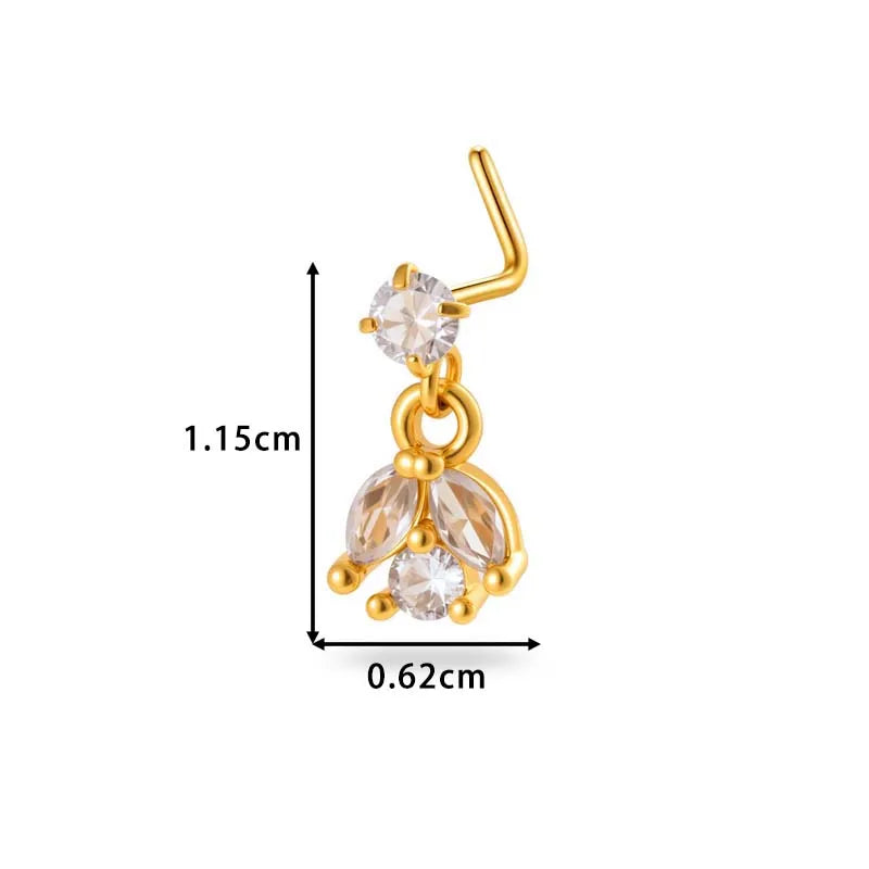 1 Piece Nose Rings & Studs Simple Style Classic Style Flower Copper Flowers Zircon Nose Rings & Studs