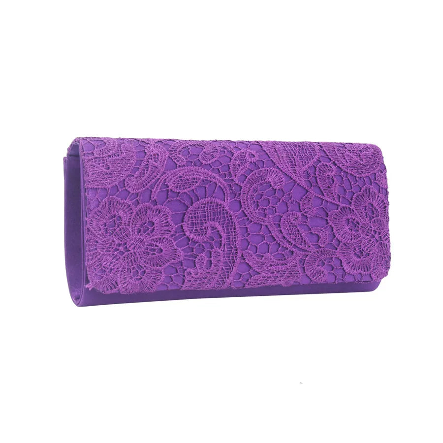 [new Style] Lace Floral Silk Ladies Clutch Bag Casual and Generous Evening Gift Bag Fashion Evening Bag