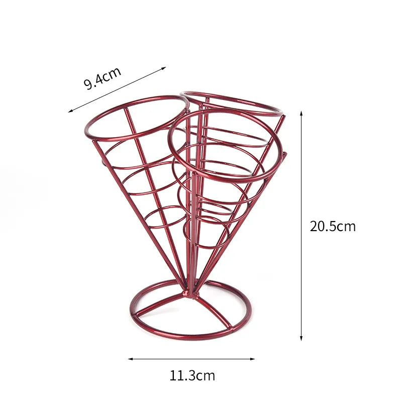 New creative tableware black four-piece four-head snack rack red four-head French fries rack stainless steel French fries rack
