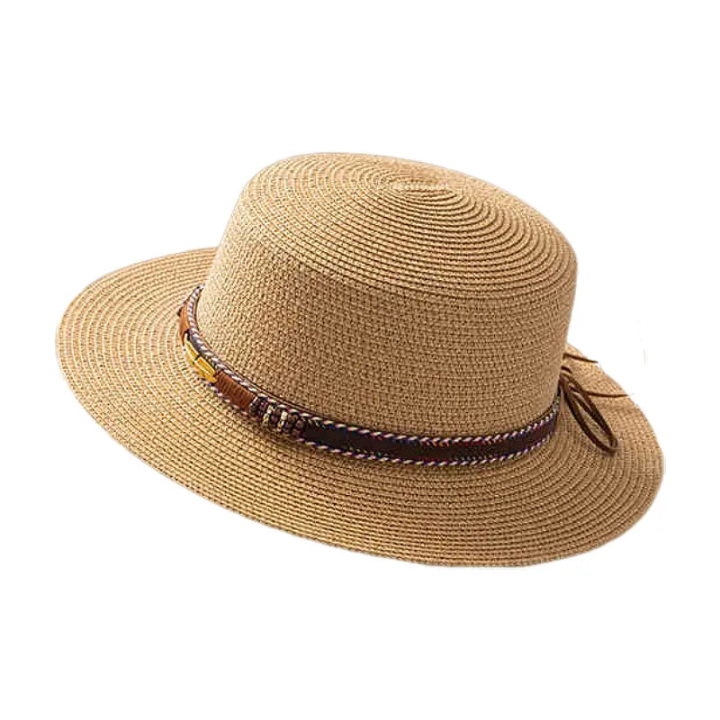 Women's Hawaiian Tropical Shell Flat Eaves Straw Hat