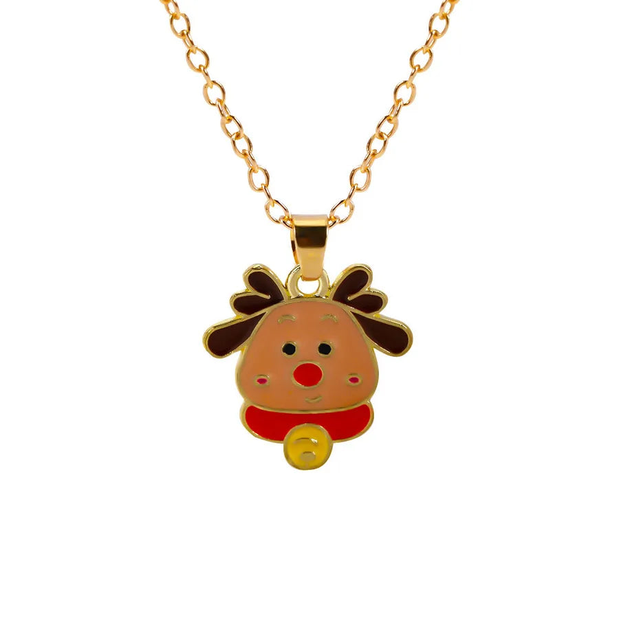 Christmas Themed Alloy Pendant Necklace With Bell Snowflake Design Geometric Pattern For Men And Women Christmas Tree Santa Claus Deer Stick