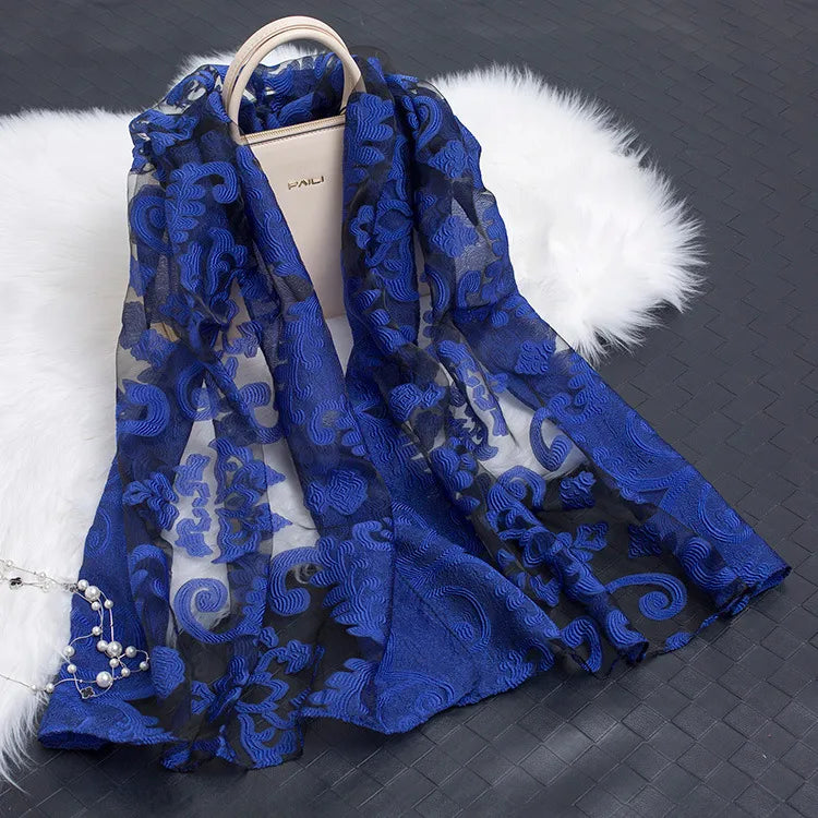 women's simple style color block organza scarf