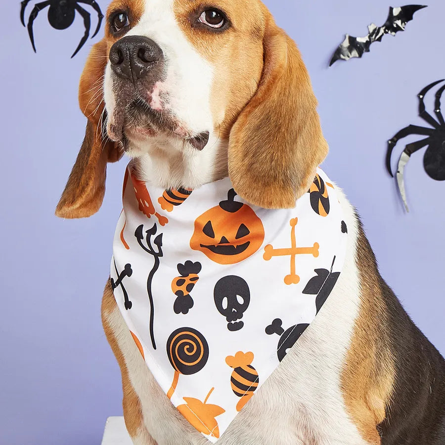 Halloween Pet Costume Saliva Towel High Definition Digital Print Dog Triangular Scarf Pet Decorative Neck Warmer Polyester