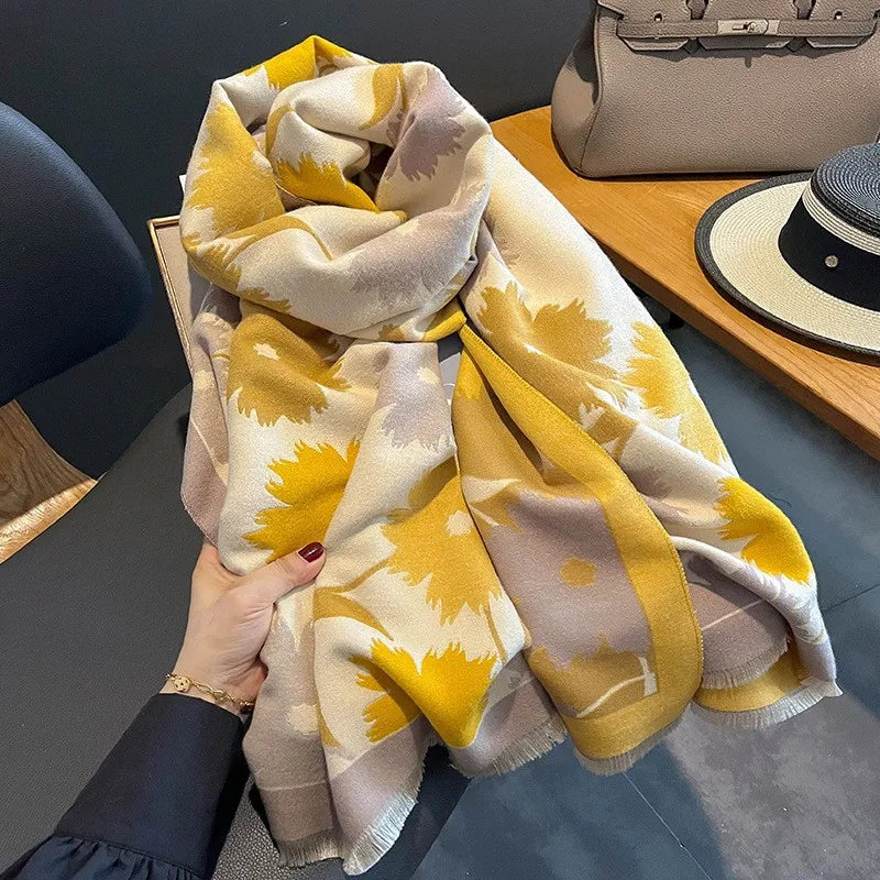 Unisex Basic Color Block Flower Acrylic Scarf